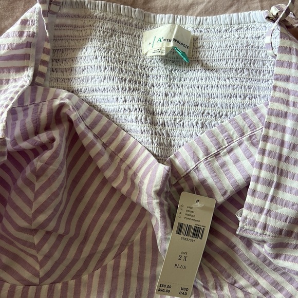 By Anthropologie purple/white stripe bustier top - Picture 4 of 6